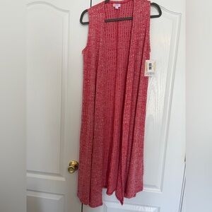 LuLaRoe Joy Red Textured Long Vest